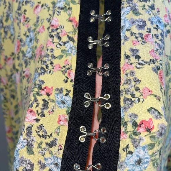 Topshop Yellow Floral Hook Closure Mini Dress || SZ 4 - Picture 7 of 16